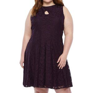 NWT Danny & Nicole Plum Lace Cutout Neck Sleeveless Dress Lined Size 24W